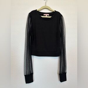 Forever 21 | Sheer Mesh-Sleeve Top | Black | Small